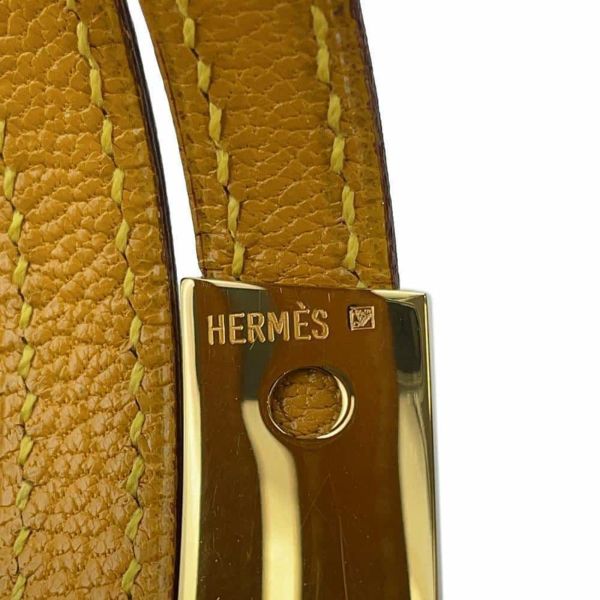 エルメス ブレスレット プスプス バングル イエロー/ゴールド金具 レザー □E刻印 HERMES アクセサリー