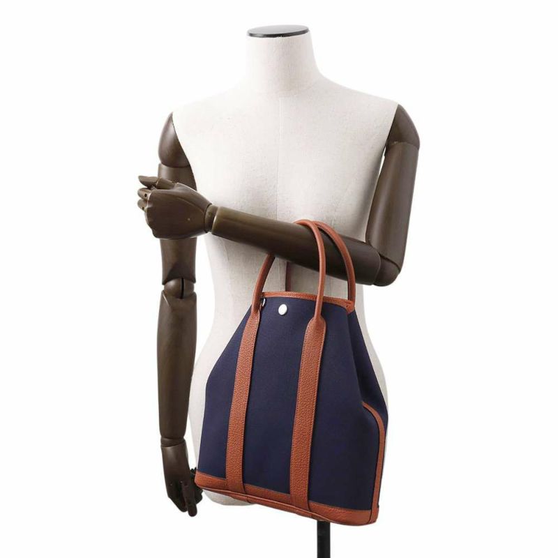 エルメス トートバッグ ガーデンファイルPM ブルーインディゴ/キュイーブル/シルバー金具 トワルミリタリー/ネゴンダ Z刻印