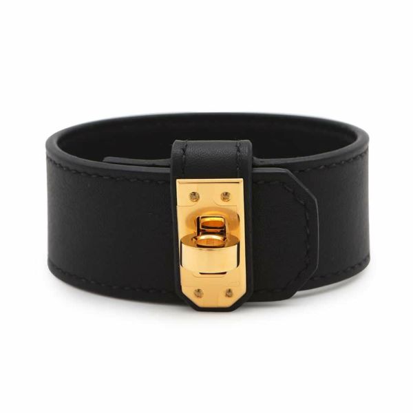 エルメス ブレスレット ケリーツイスト PM ブラック/ゴールド金具 スイフト B刻印 サイズT2 アクセサリー 黒
