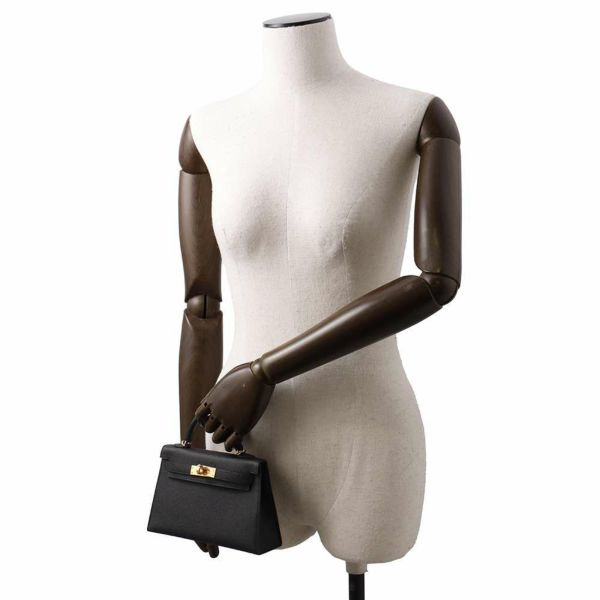 エルメス ハンドバッグ ミニケリードゥ 外縫い ブラック/ゴールド金具 エプソン W刻印 2wayショルダー 黒