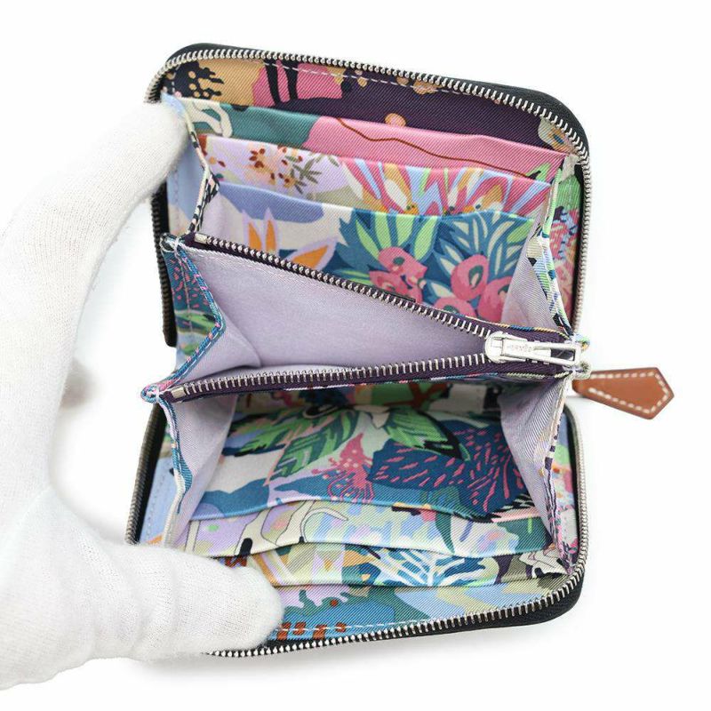 エルメス コインケース アザップコンパクト シルクイン ブラック/シルバー金具 エプソン W刻印