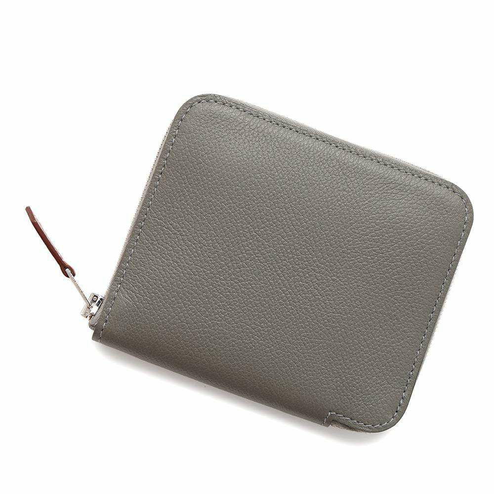 エルメス コインケース アザップコンパクト シルクイン グリメイヤー/シルバー金具 エプソン W刻印