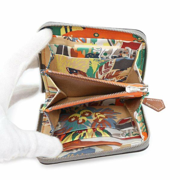エルメス コインケース アザップコンパクト シルクイン グリメイヤー/シルバー金具 エプソン W刻印