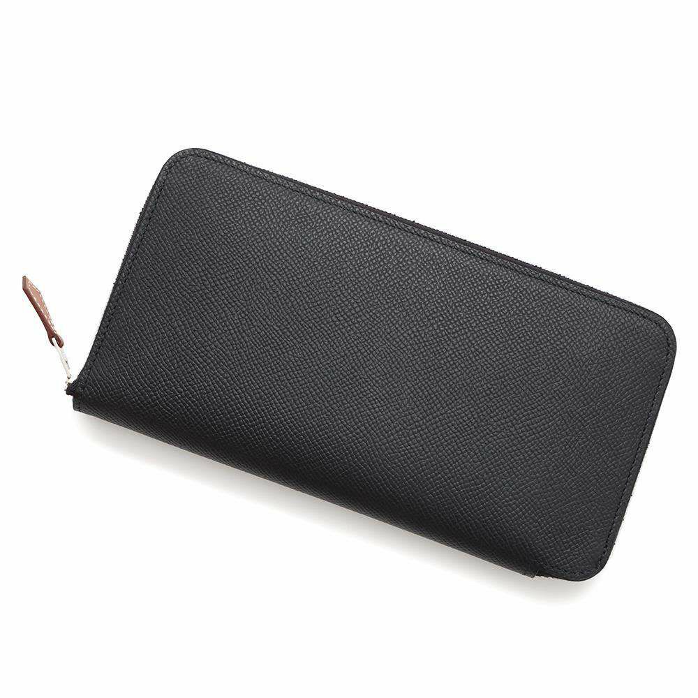 エルメス 長財布 アザップロング シルクイン ブラック/シルバー金具 エプソン W刻印 財布 黒