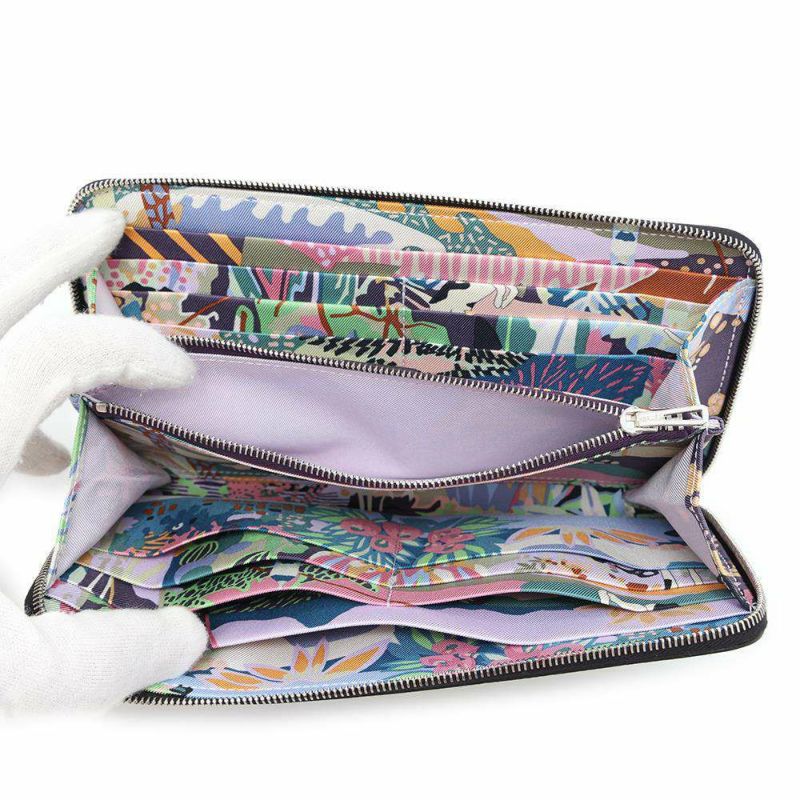 エルメス 長財布 アザップロング シルクイン ブラック/シルバー金具 エプソン W刻印 財布 黒