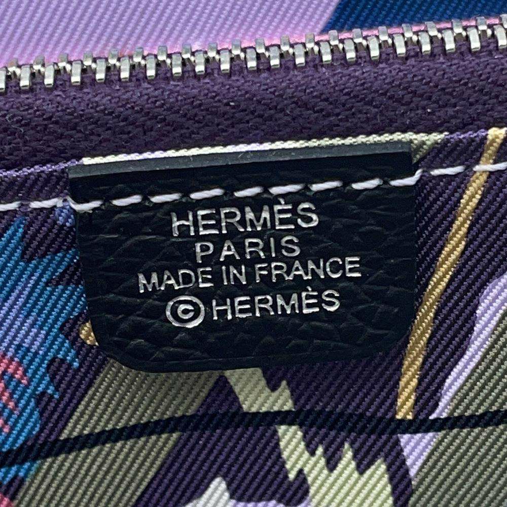 エルメス 長財布 アザップロング シルクイン ブラック/シルバー金具 エプソン W刻印 財布 黒