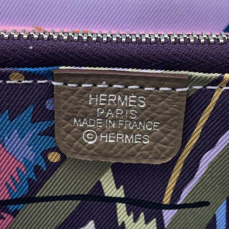 エルメス 長財布 アザップロング シルクイン エトゥープ/シルバー金具 エプソン W刻印 財布