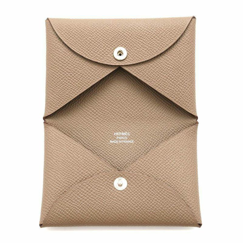 エルメス カードケース カルヴィ エトゥープ エプソン W刻印 HERMES 名刺入れ