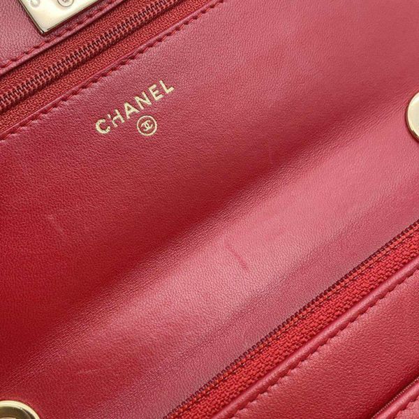 シャネル チェーンウォレット マトラッセ ココマーク ラムスキン A80892 CHANEL 財布 レッド