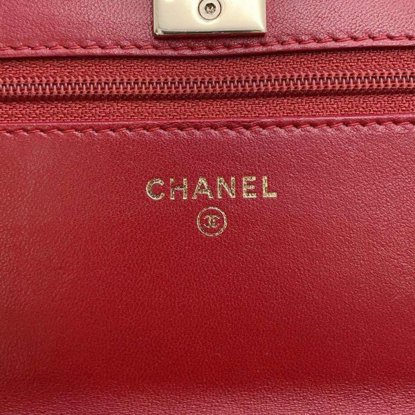 シャネル チェーンウォレット マトラッセ ココマーク ラムスキン A80892 CHANEL 財布 レッド