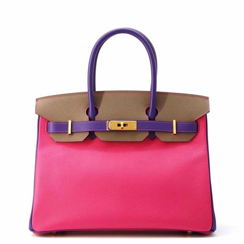 エルメス バーキン30 ローズショッキング/エトゥープ/ウルトラバイオレット/マットゴールド金具 エプソン X刻印 SPO HERMES Birkin