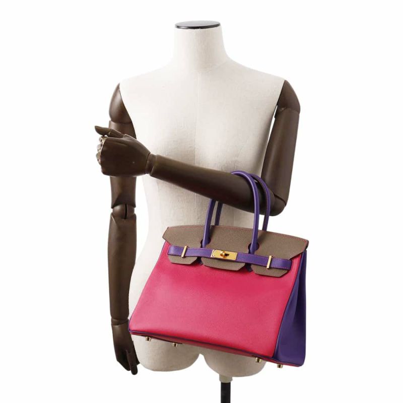 エルメス バーキン30 ローズショッキング/エトゥープ/ウルトラバイオレット/マットゴールド金具 エプソン X刻印 SPO HERMES Birkin