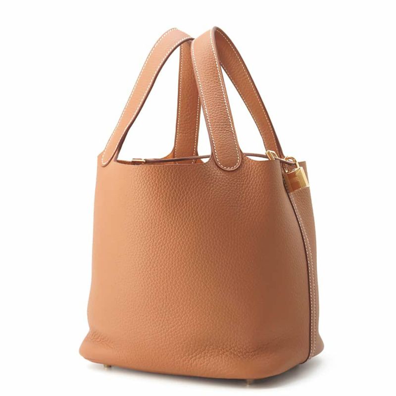 エルメス ハンドバッグ ピコタンロックMM ゴールド/ゴールド金具 トリヨンクレマンス W刻印