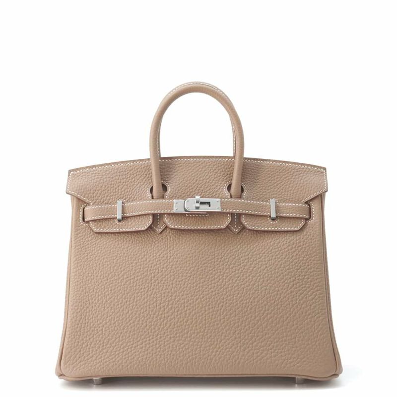 エルメス バーキン25 エトゥープ/シルバー金具 トゴ W刻印 HERMES Birkin ハンドバッグ