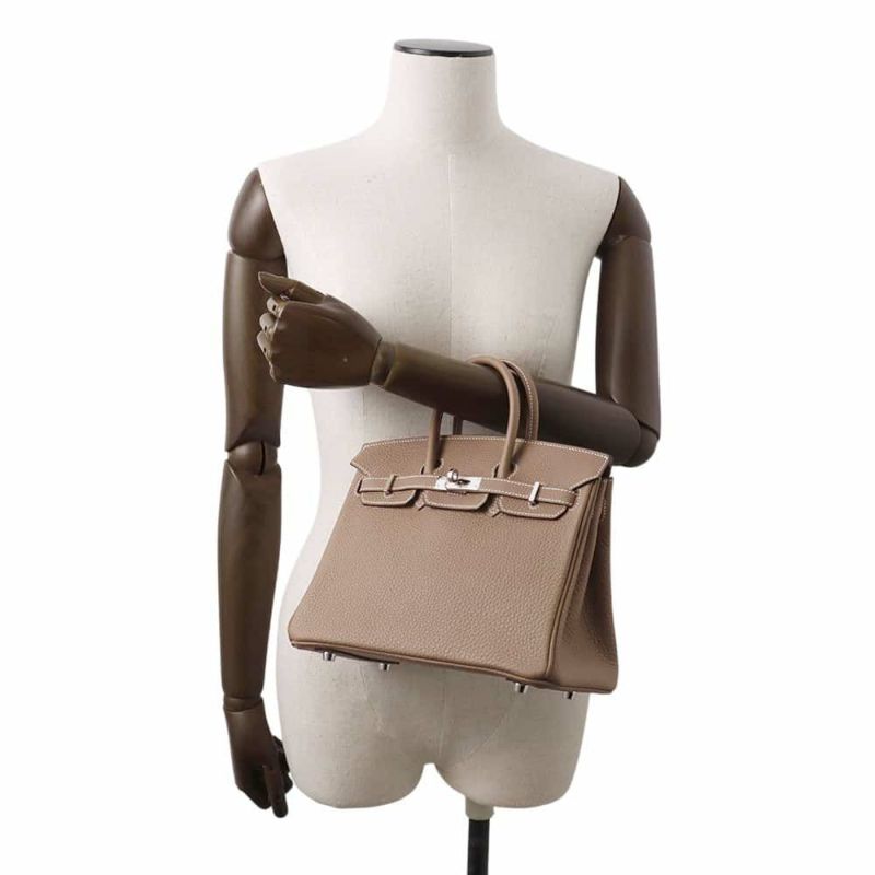 エルメス バーキン25 エトゥープ/シルバー金具 トゴ W刻印 HERMES Birkin ハンドバッグ