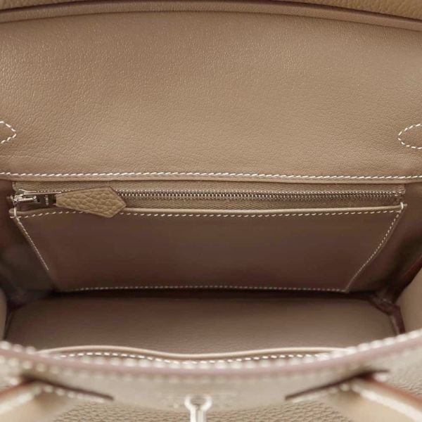 エルメス バーキン25 エトゥープ/シルバー金具 トゴ W刻印 HERMES Birkin ハンドバッグ