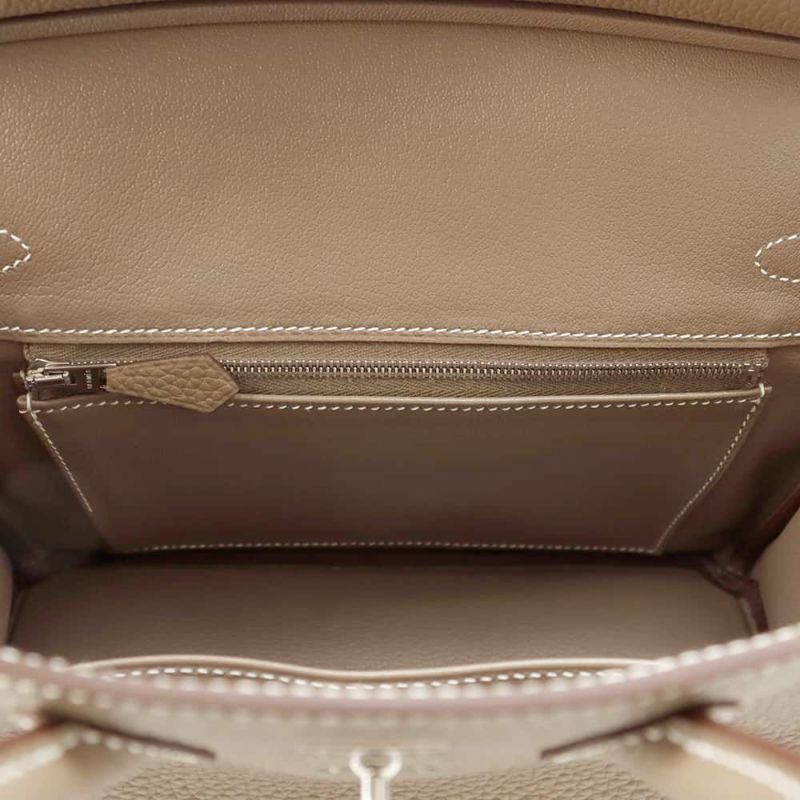 エルメス バーキン25 エトゥープ/シルバー金具 トゴ W刻印 HERMES Birkin ハンドバッグ