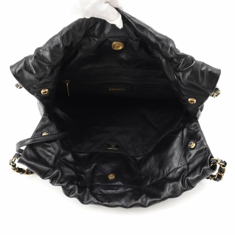 シャネル ハンドバッグ CHANEL 22 マトラッセ スモール シャイニーカーフ AS3260 ショルダーバッグ ポーチ付き 黒