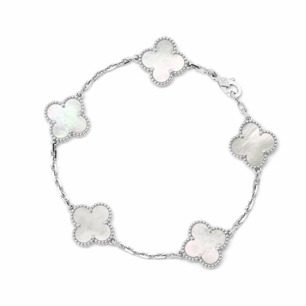 ヴァンクリーフ＆アーペル ブレスレット ヴィンテージ アルハンブラ 5モチーフ マザーオブパール K18WGホワイトゴールド VCARF48400