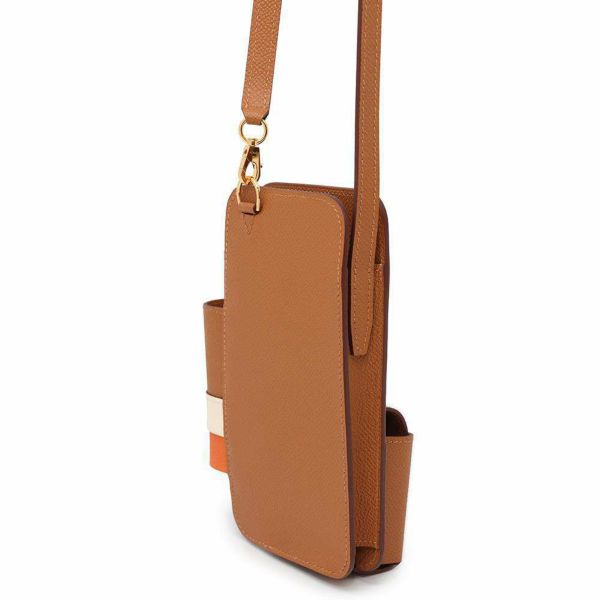 エルメス フォンケース ウェイ ゴールド/ナタ/オレンジ/ゴールド金具 エプソン U刻印 フォンショルダー