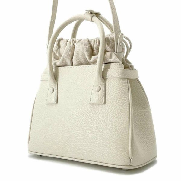 メゾンマルジェラ ハンドバッグ  5AC 2WAY ドローストリングバッグ レザー キャンバス SB3WD0005 P4348 ショルダー 白