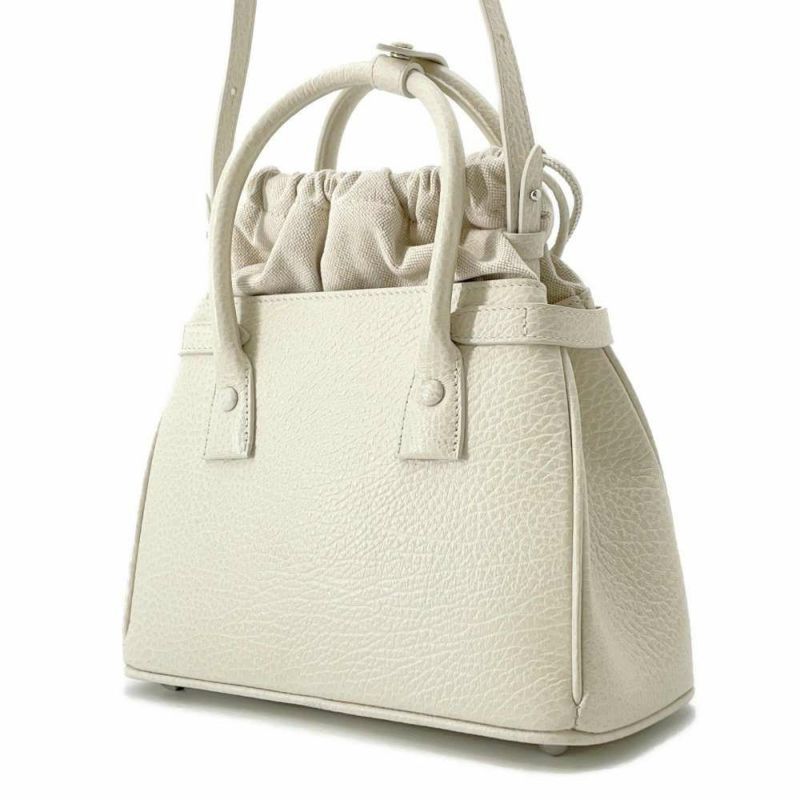 メゾンマルジェラ ハンドバッグ  5AC 2WAY ドローストリングバッグ レザー キャンバス SB3WD0005 P4348 ショルダー 白