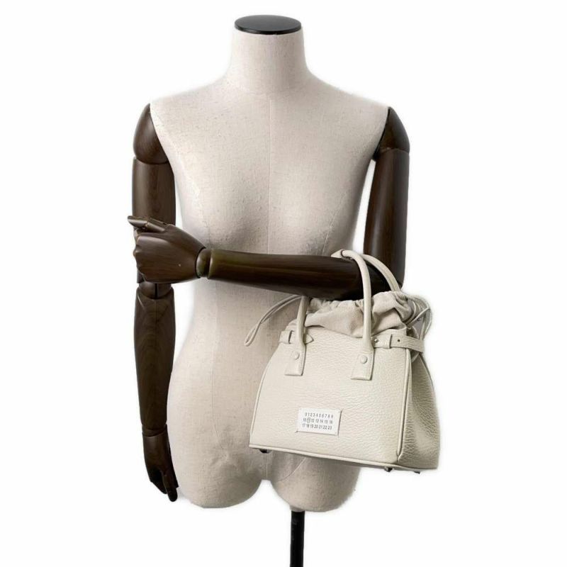 メゾンマルジェラ ハンドバッグ  5AC 2WAY ドローストリングバッグ レザー キャンバス SB3WD0005 P4348 ショルダー 白