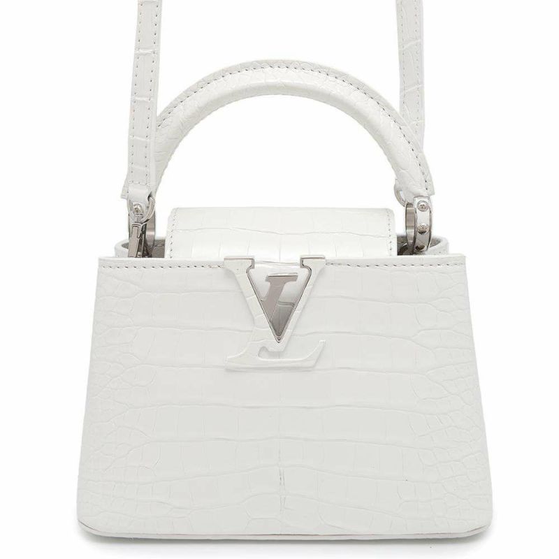 ルイヴィトン ハンドバッグ アリゲーター カプシーヌMINI N93701 LOUIS VUITTON 2wayバッグ 白 ホワイト