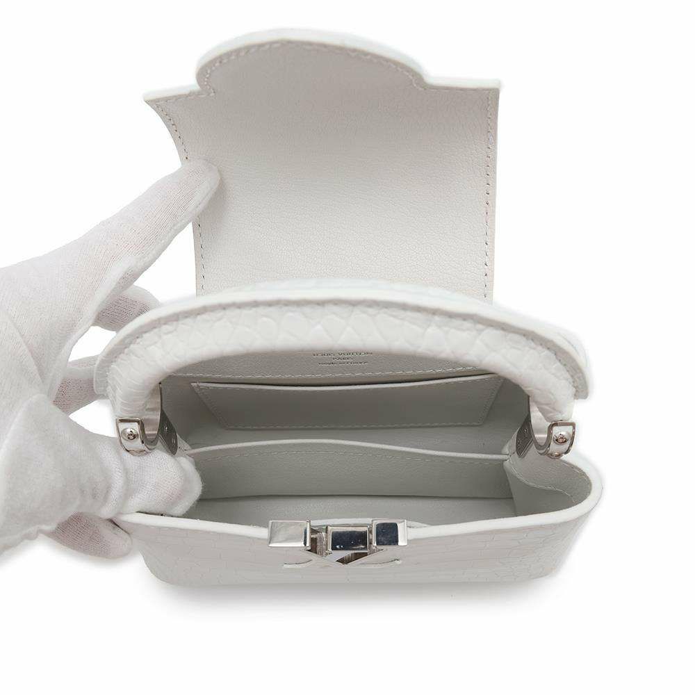 ルイヴィトン ハンドバッグ アリゲーター カプシーヌMINI N93701 LOUIS VUITTON 2wayバッグ 白 ホワイト