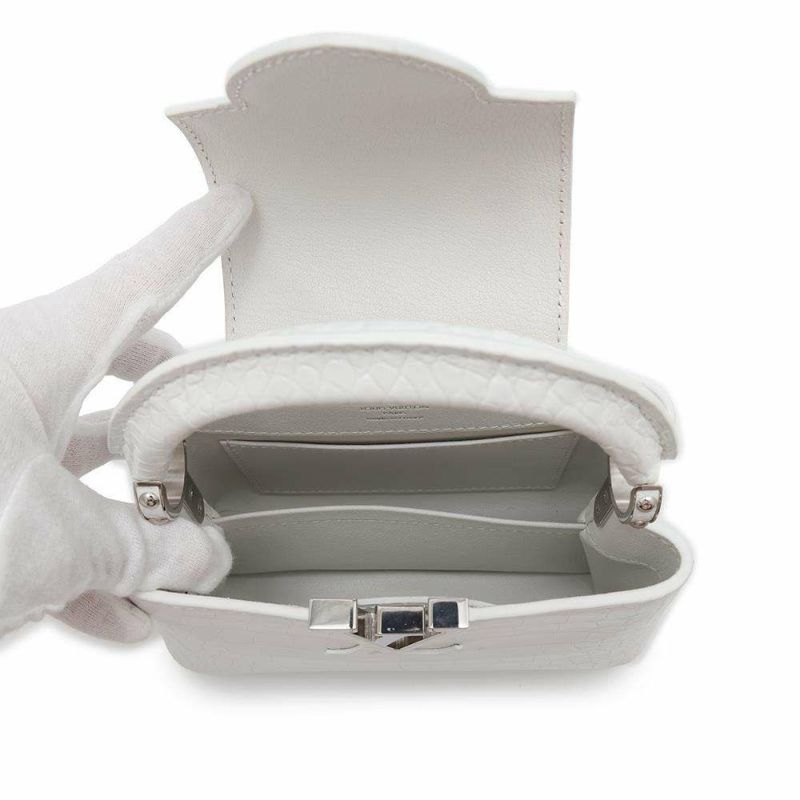 ルイヴィトン ハンドバッグ アリゲーター カプシーヌMINI N93701 LOUIS VUITTON 2wayバッグ 白 ホワイト