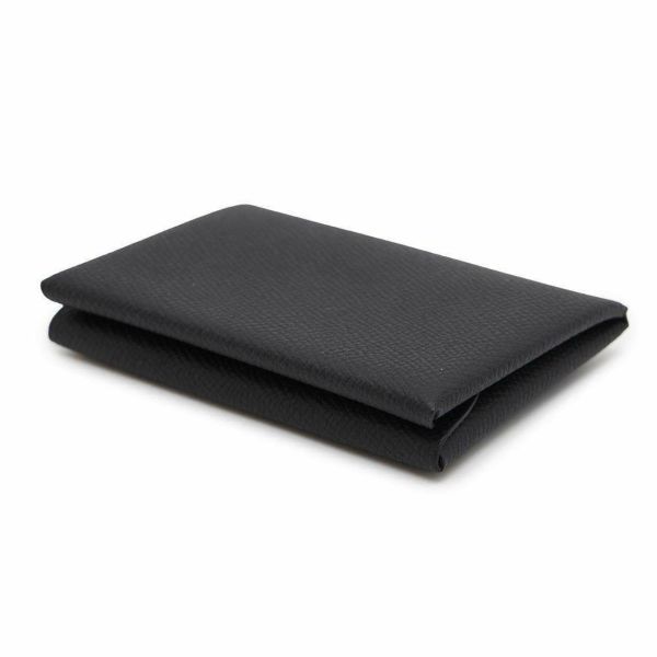 エルメス コインケース カルヴィ デュオ ブラック/シルバー金具 エプソン W刻印 黒
