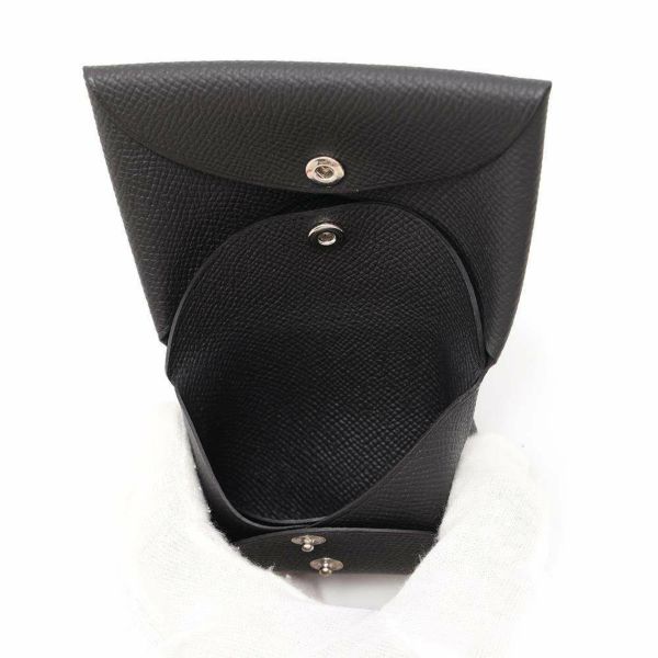 エルメス コインケース カルヴィ デュオ ブラック/シルバー金具 エプソン W刻印 黒
