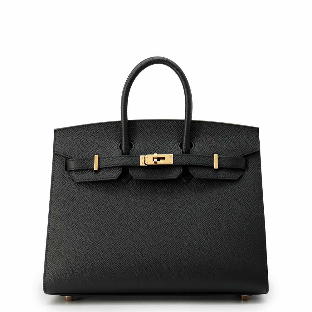 エルメス バーキン25 セリエ ブラック/ピンクゴールド金具 エプソン U刻印 HERMES Birkin ハンドバッグ 黒