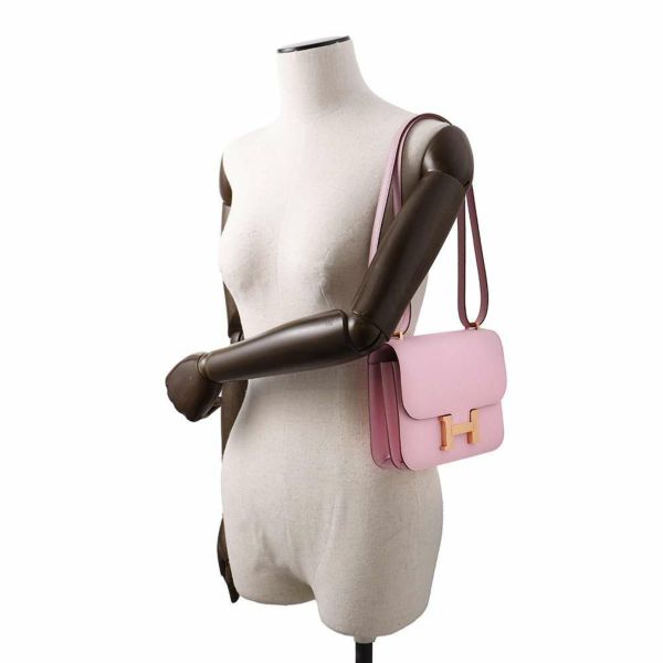 エルメス ショルダーバッグ ミニ コンスタンス3 モーヴシルベストル/ピンクゴールド金具 エプソン U刻印