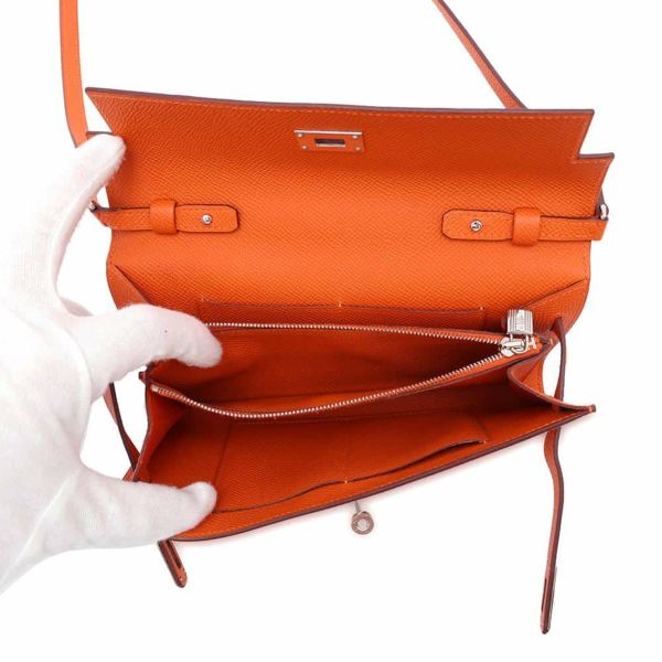 エルメス ケリーウォレット ロング トゥーゴー オレンジ/シルバー金具 エプソン B刻印 財布