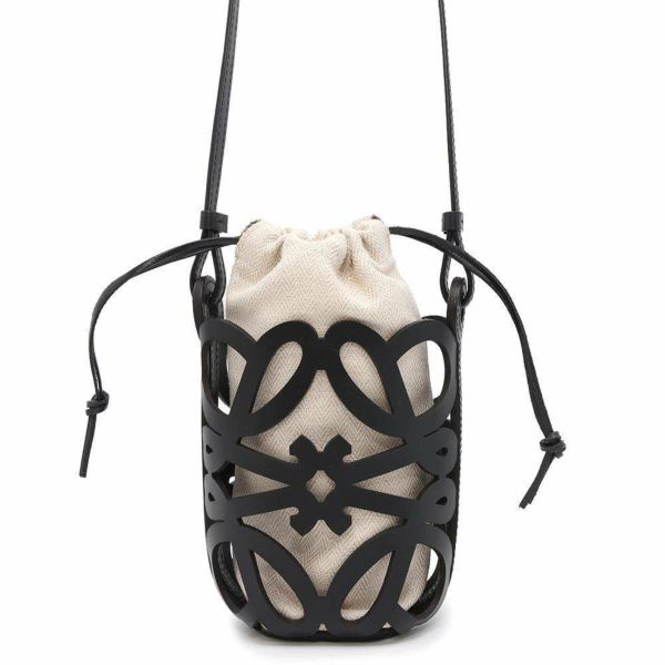 ロエべ ショルダーバッグ アナグラム カットアウト ポケット C922Y62X02 LOEWE 黒