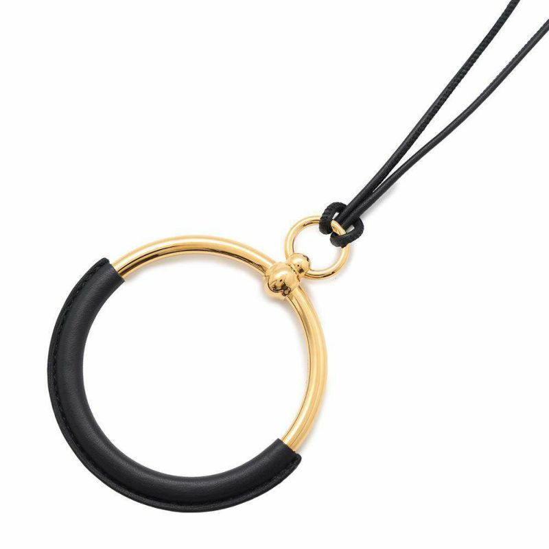 エルメス ネックレス ループグラン ブラック/ゴールド金具 スイフト/メタル HERMES アクセサリー