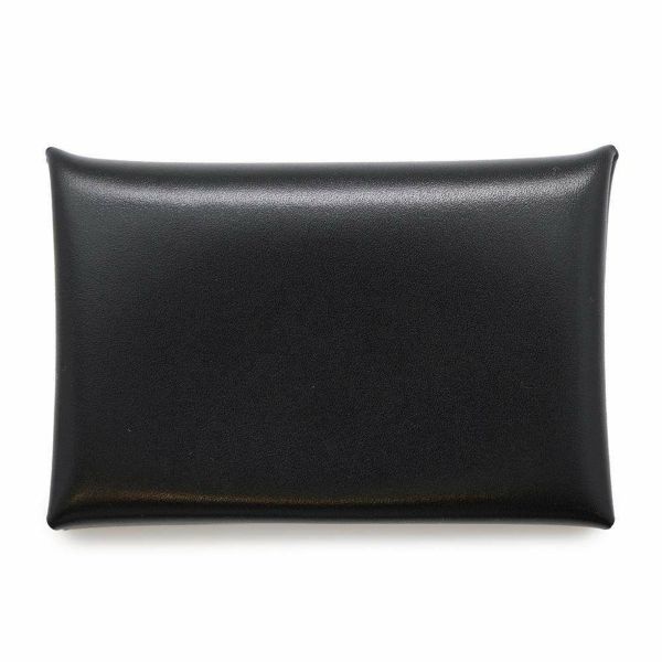 エルメス カードケース カルヴィ ブラック ボックスカーフ U刻印 HERMES 名刺入れ 黒
