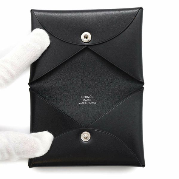 エルメス カードケース カルヴィ ブラック ボックスカーフ U刻印 HERMES 名刺入れ 黒