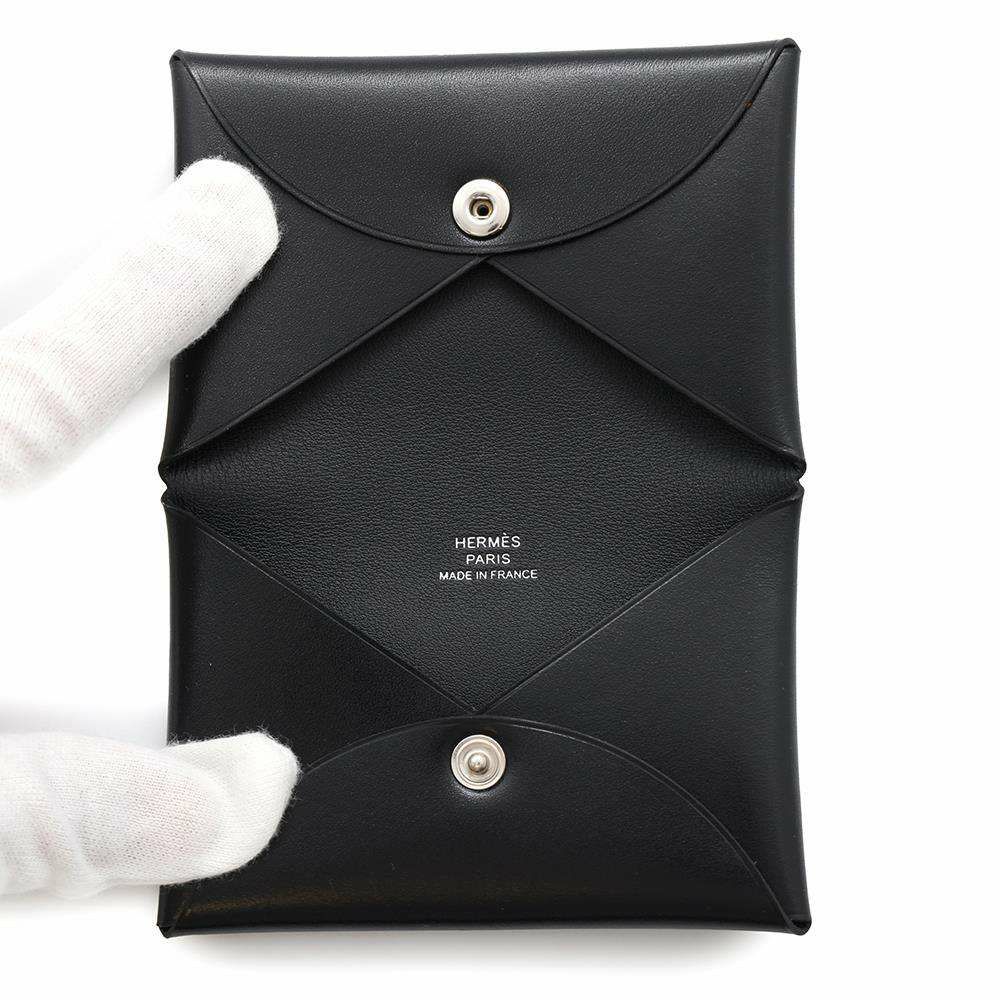 エルメス カードケース カルヴィ ブラック ボックスカーフ U刻印 HERMES 名刺入れ 黒