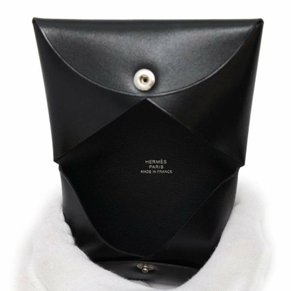 エルメス カードケース カルヴィ ブラック ボックスカーフ U刻印 HERMES 名刺入れ 黒