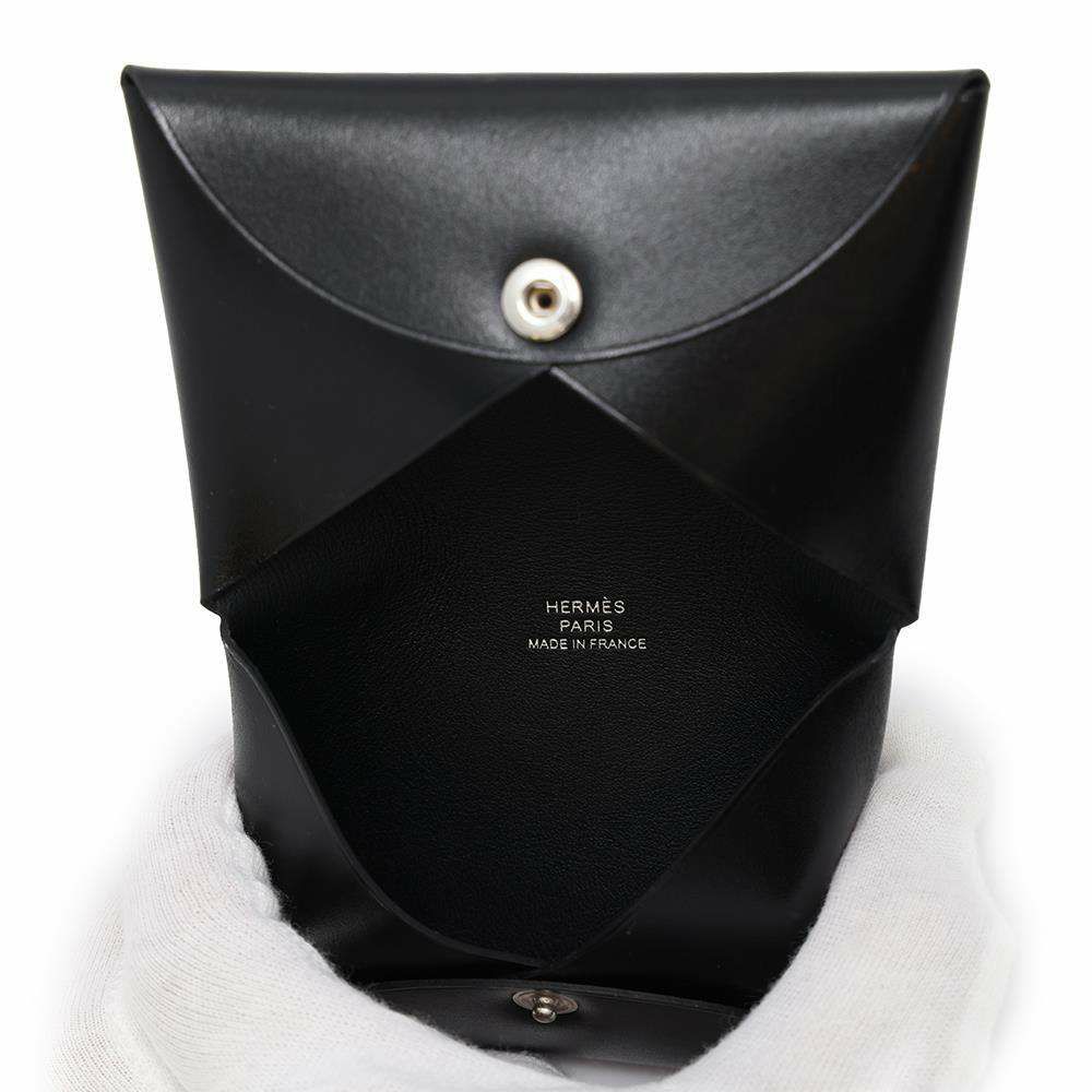 エルメス カードケース カルヴィ ブラック ボックスカーフ U刻印 HERMES 名刺入れ 黒