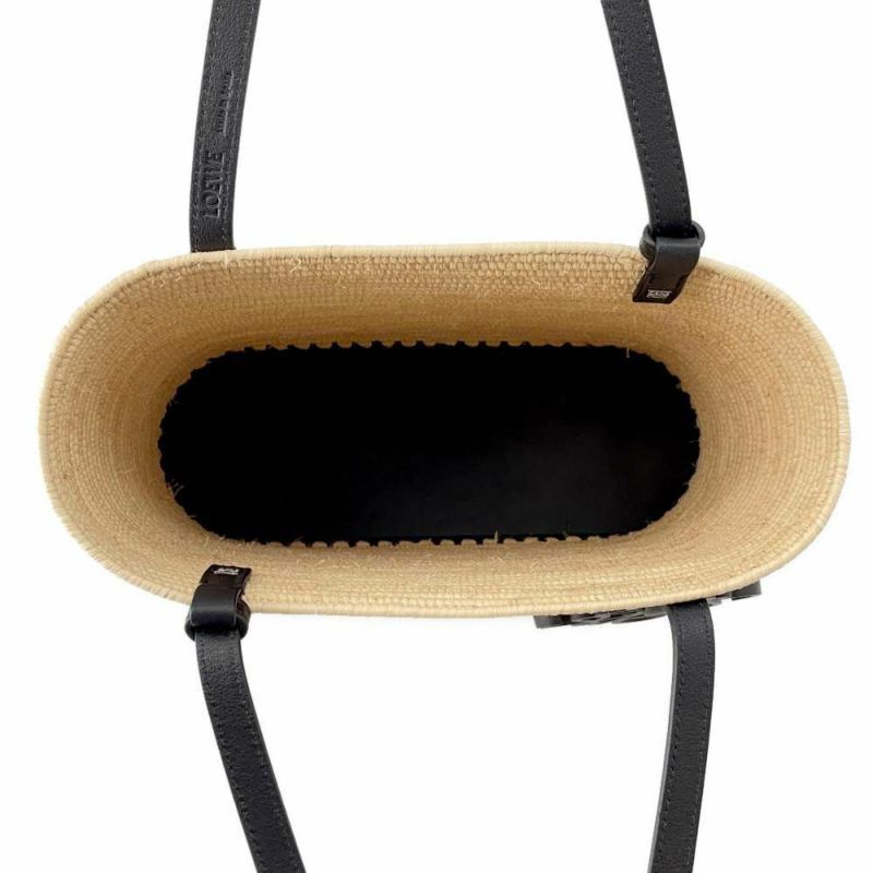 ロエベ トートバッグ ラフィア スクエアバケット スモール A223099X29 LOEWE カゴバッグ 黒