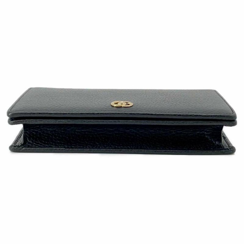 グッチ チェーンウォレット GGマーモント ミニバッグ レザー 497985 GUCCI 長財布 黒