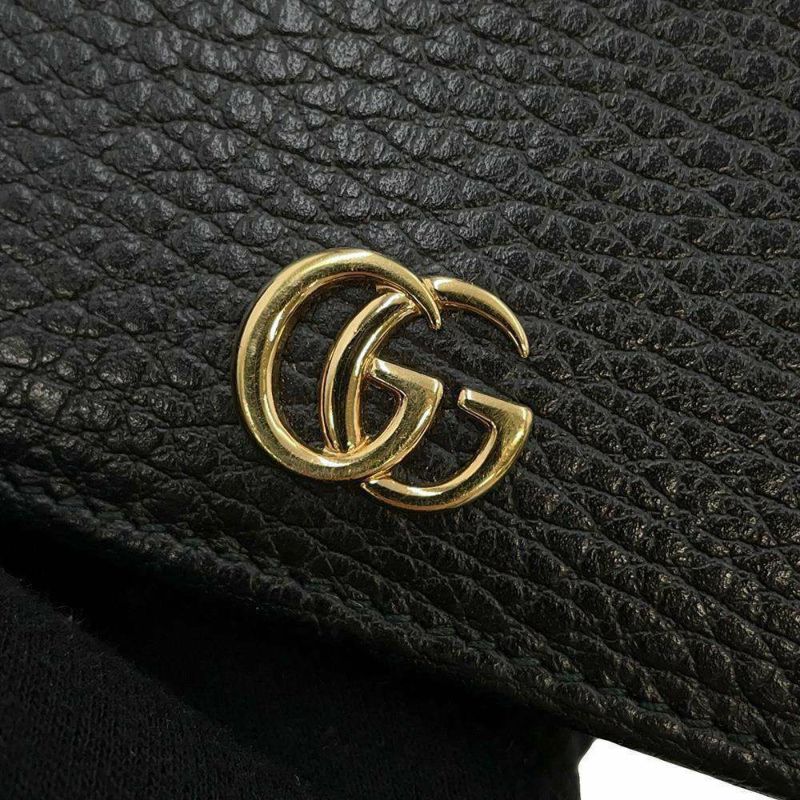 グッチ チェーンウォレット GGマーモント ミニバッグ レザー 497985 GUCCI 長財布 黒