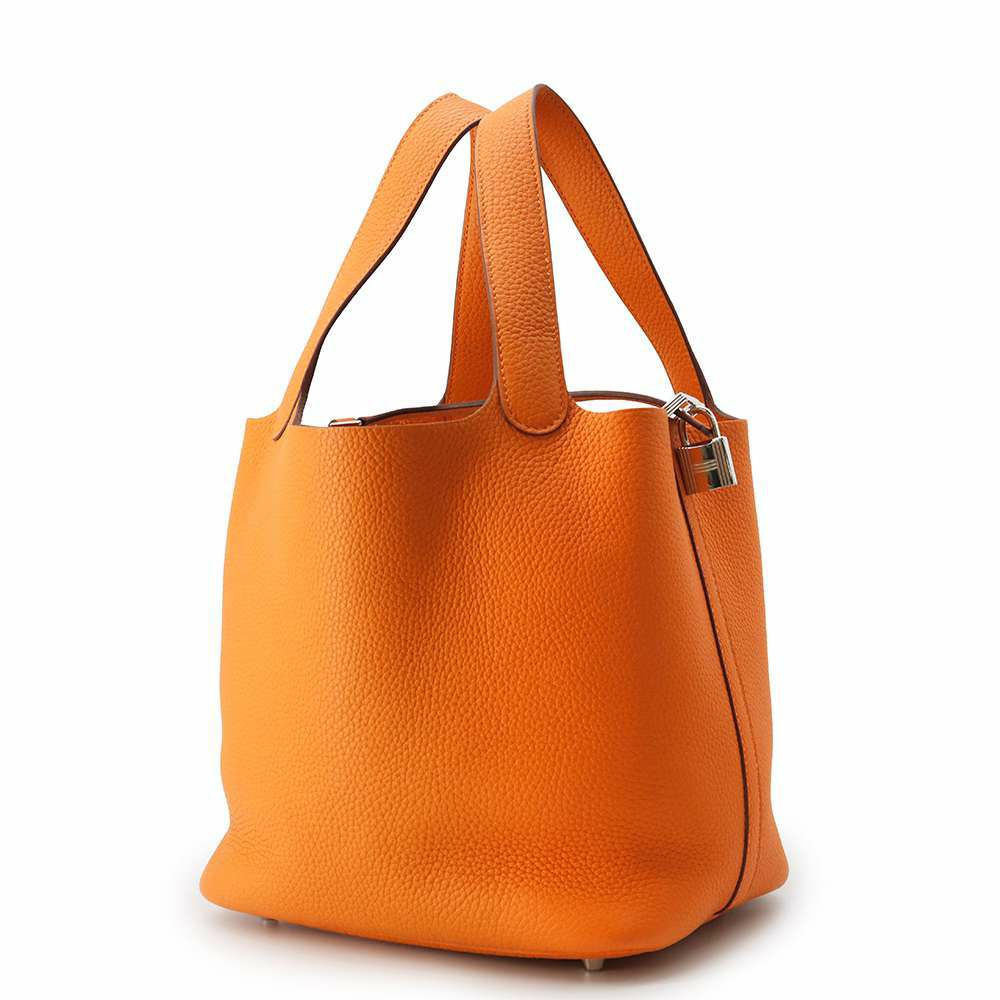 エルメス ハンドバッグ ピコタンロックMM オレンジ/シルバー金具 トリヨンクレマンス W刻印