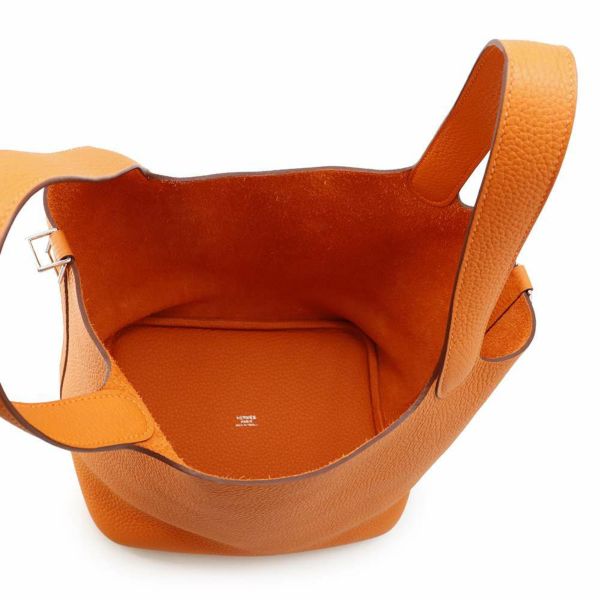 エルメス ハンドバッグ ピコタンロックMM オレンジ/シルバー金具 トリヨンクレマンス W刻印