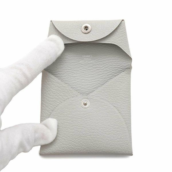 エルメス コインケース バスティア パールグレー シェブルミゾル W刻印 HERMES 財布 小銭入れ シェーブル