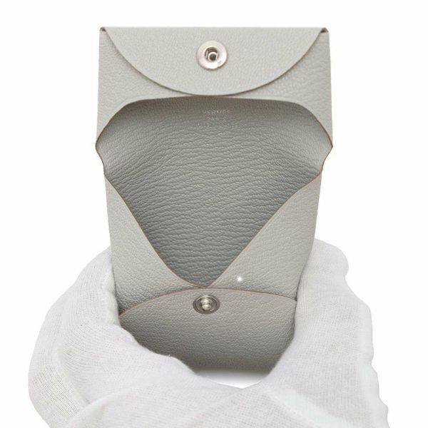 エルメス コインケース バスティア パールグレー シェブルミゾル W刻印 HERMES 財布 小銭入れ シェーブル