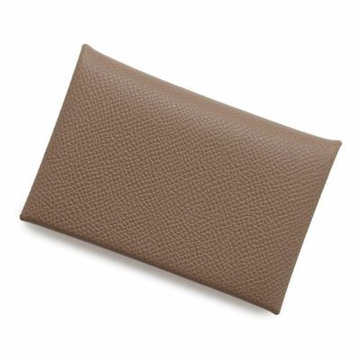 エルメス カードケース カルヴィ エトゥープ/シルバー金具 エプソン W刻印 HERMES 名刺入れ